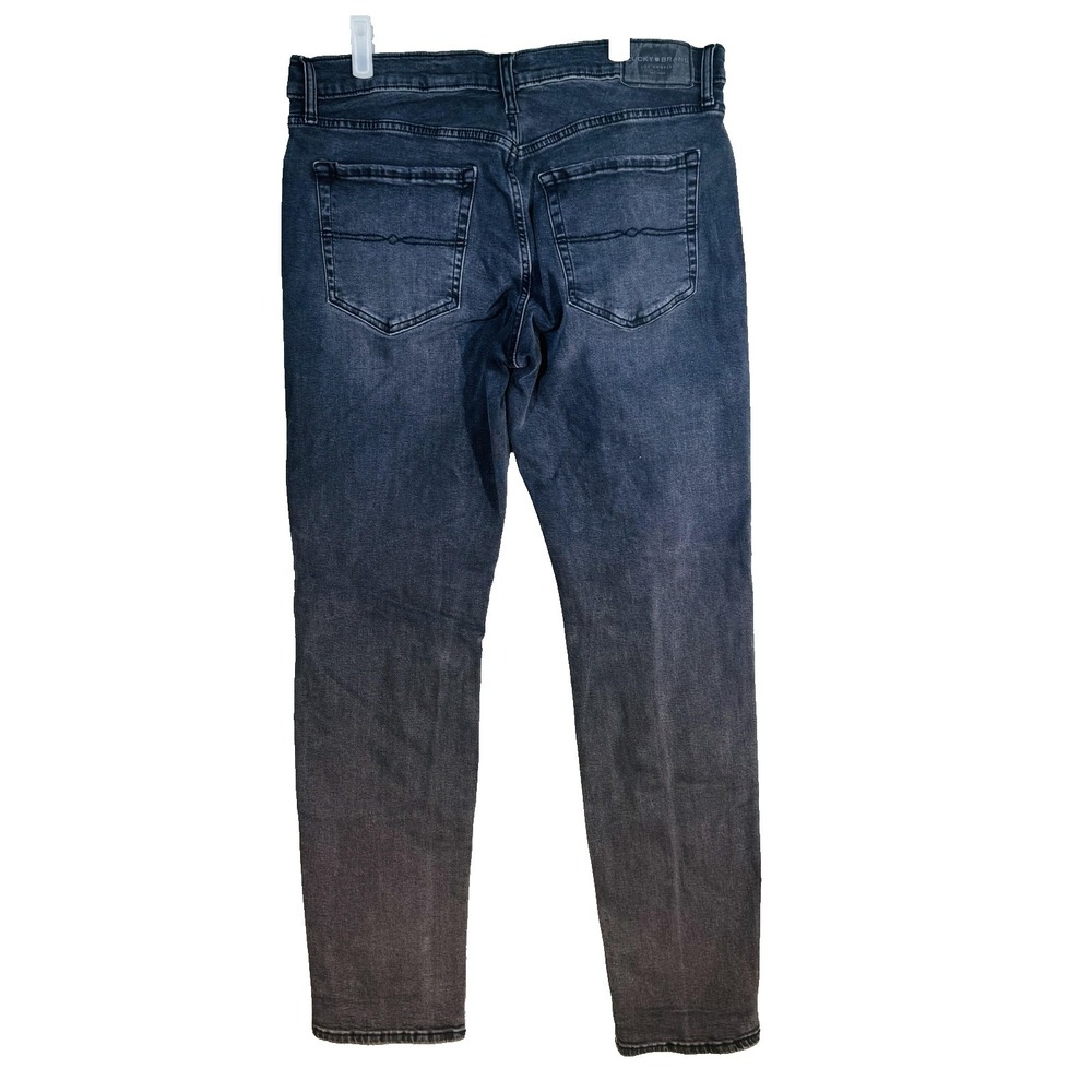 Lucky Brand 110 Slim Jeans Mens 36x32 Gray Charcoal Wash Slim Skinny Zip Fly - Picture 6 of 16